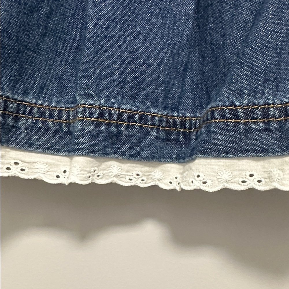 John Galt Brandy Melville Denim Mini Skirt with Eyelet Trim - Picture 3 of 6